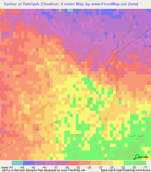 Sanhur al Bahriyah,Egypt Elevation Map