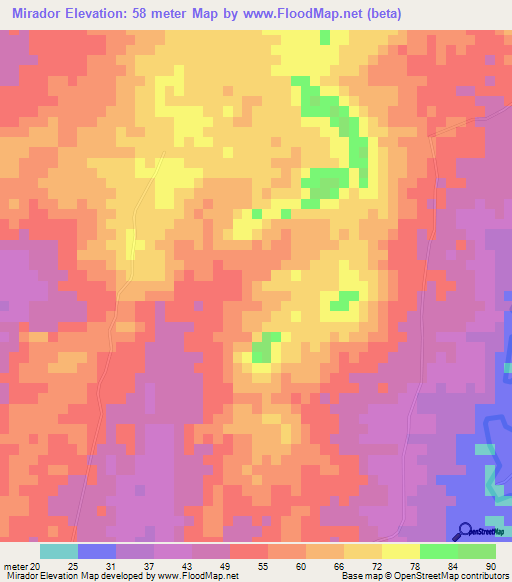 Mirador,Dominican Republic Elevation Map