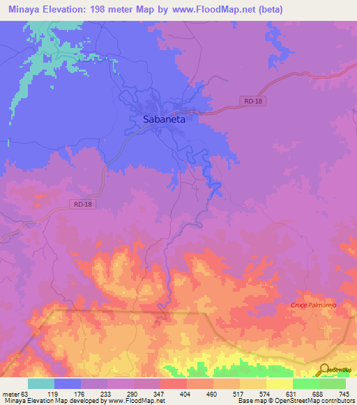 Minaya,Dominican Republic Elevation Map