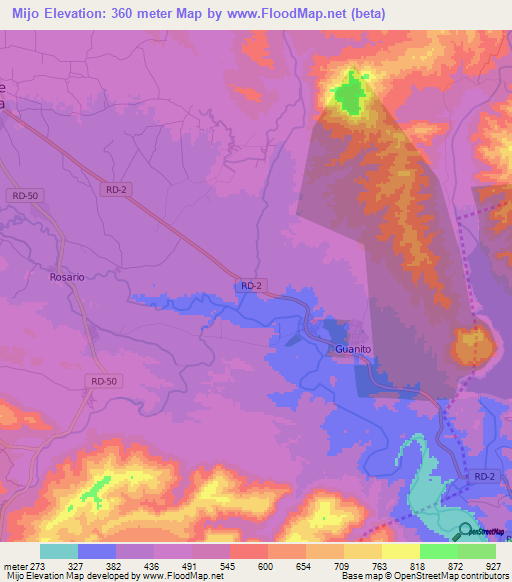 Mijo,Dominican Republic Elevation Map