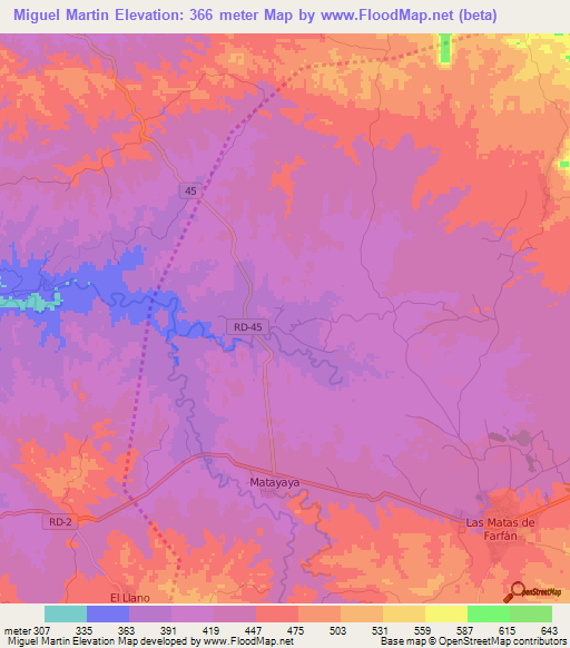 Miguel Martin,Dominican Republic Elevation Map