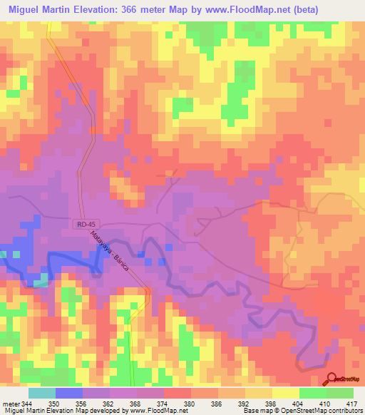 Miguel Martin,Dominican Republic Elevation Map