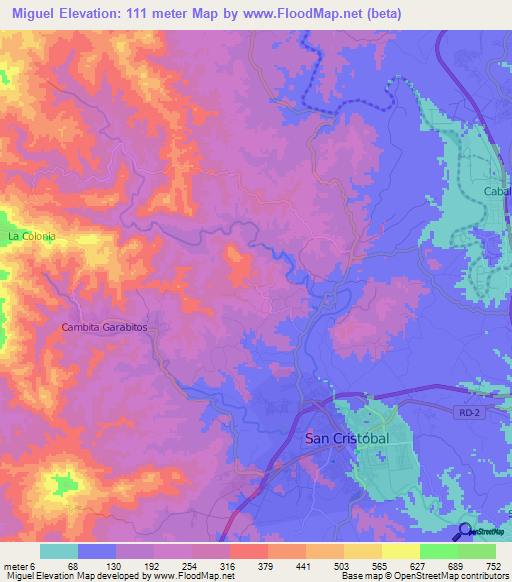 Miguel,Dominican Republic Elevation Map