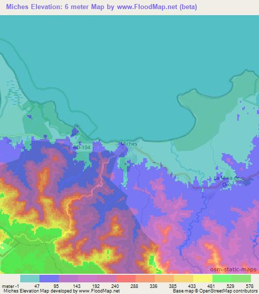 Miches,Dominican Republic Elevation Map