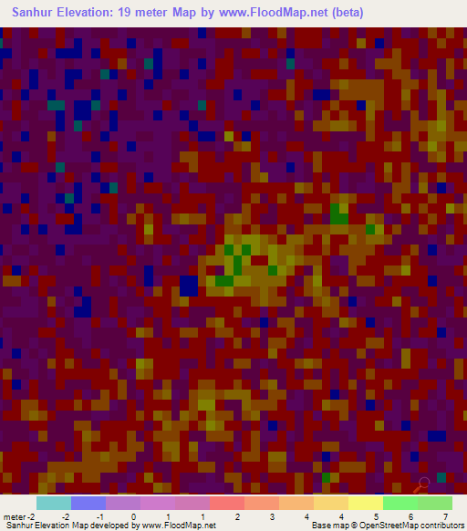 Sanhur,Egypt Elevation Map