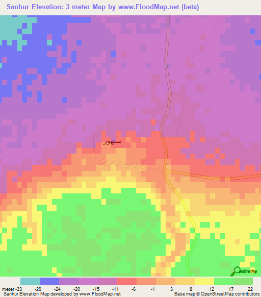 Sanhur,Egypt Elevation Map