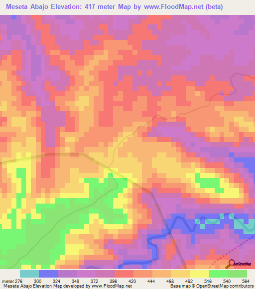 Meseta Abajo,Dominican Republic Elevation Map