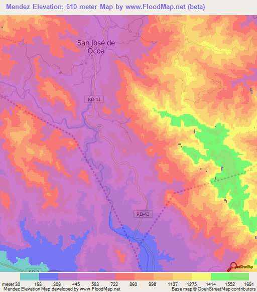 Mendez,Dominican Republic Elevation Map