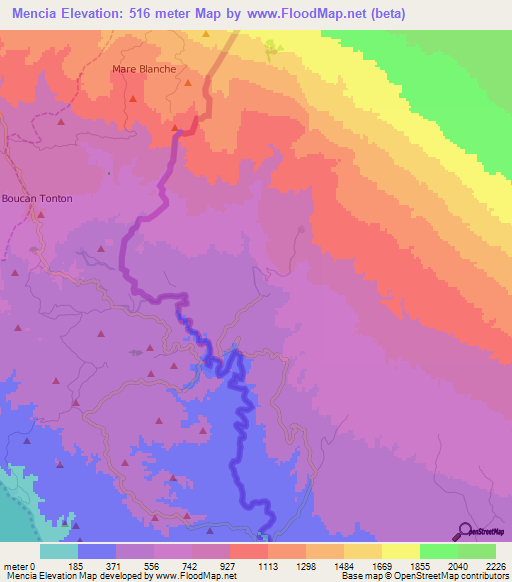 Mencia,Dominican Republic Elevation Map