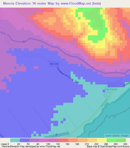 Mencia,Dominican Republic Elevation Map