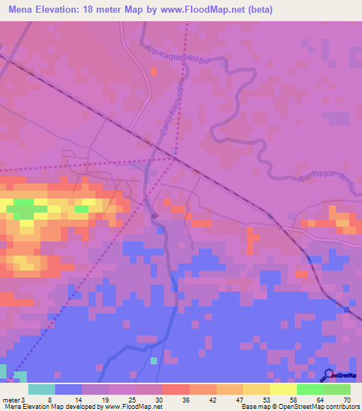 Mena,Dominican Republic Elevation Map