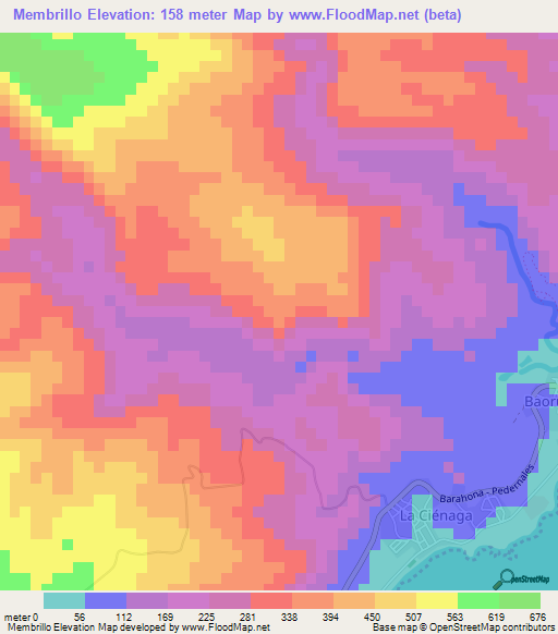 Membrillo,Dominican Republic Elevation Map