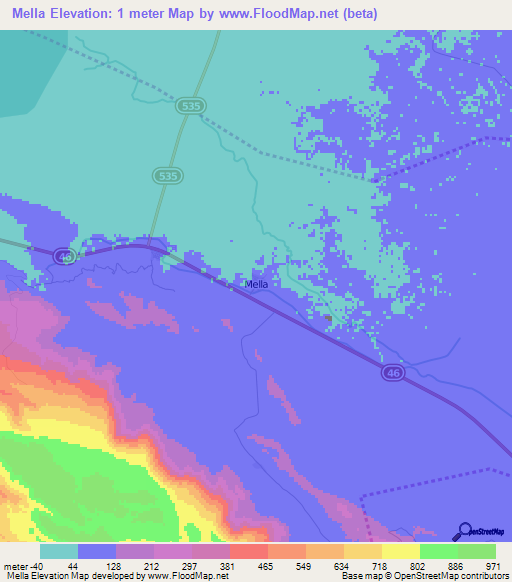 Mella,Dominican Republic Elevation Map