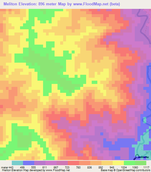 Meliton,Dominican Republic Elevation Map