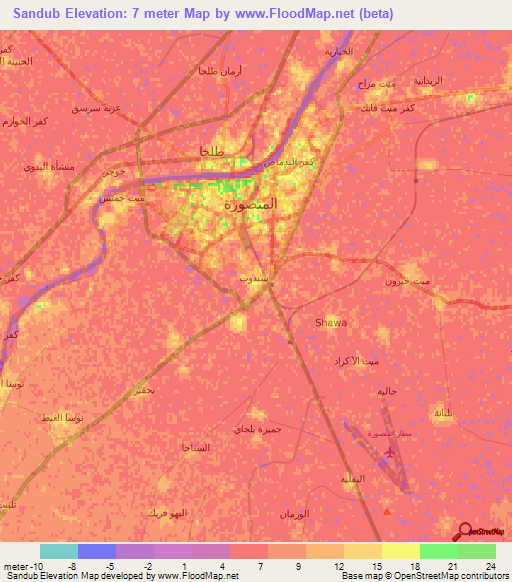 Sandub,Egypt Elevation Map