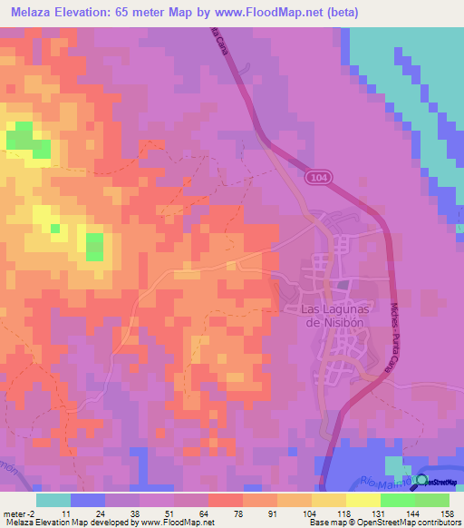 Melaza,Dominican Republic Elevation Map