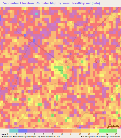 Sandanhur,Egypt Elevation Map