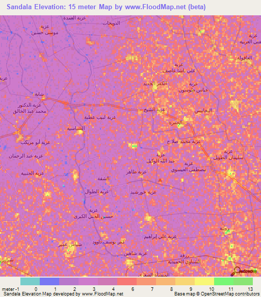 Sandala,Egypt Elevation Map