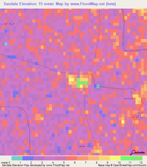 Sandala,Egypt Elevation Map