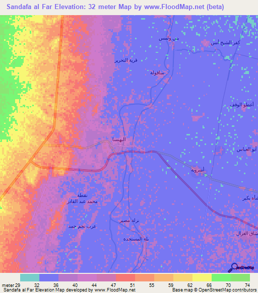 Sandafa al Far,Egypt Elevation Map