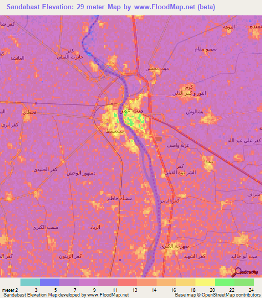 Sandabast,Egypt Elevation Map