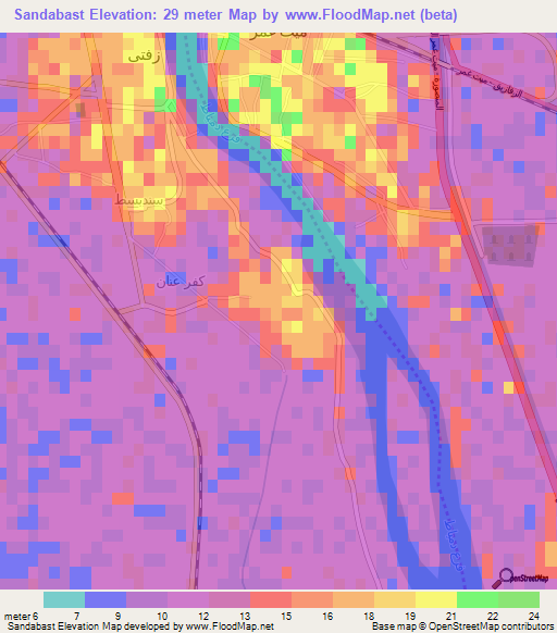 Sandabast,Egypt Elevation Map