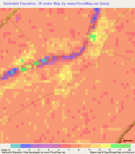 Sanbukht,Egypt Elevation Map