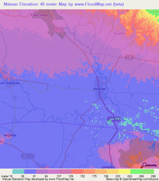 Matuan,Dominican Republic Elevation Map