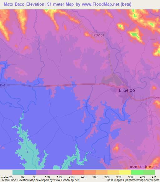 Mato Baco,Dominican Republic Elevation Map