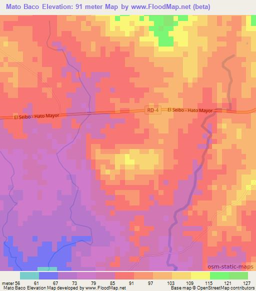 Mato Baco,Dominican Republic Elevation Map