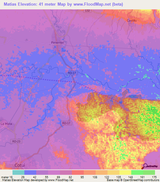 Matias,Dominican Republic Elevation Map