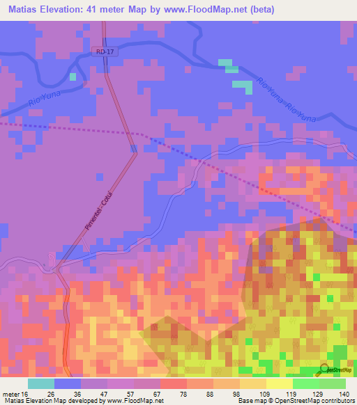 Matias,Dominican Republic Elevation Map