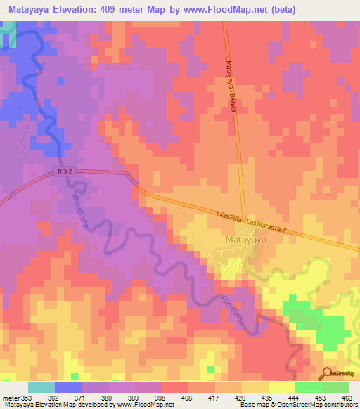 Matayaya,Dominican Republic Elevation Map