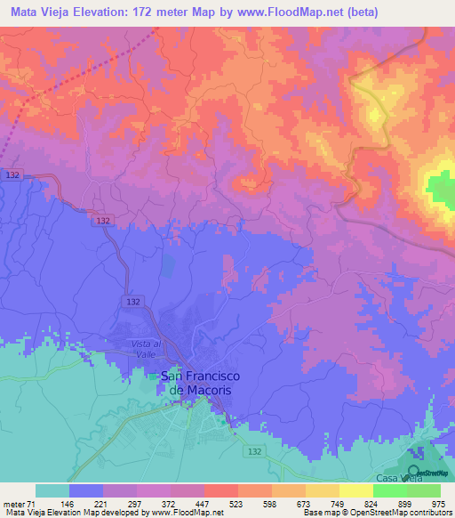 Mata Vieja,Dominican Republic Elevation Map