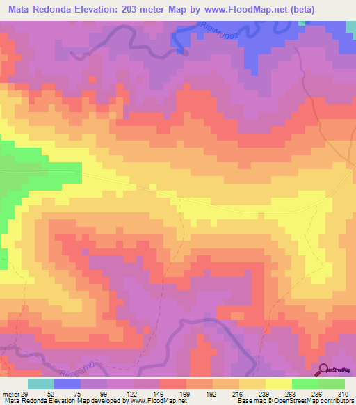 Mata Redonda,Dominican Republic Elevation Map