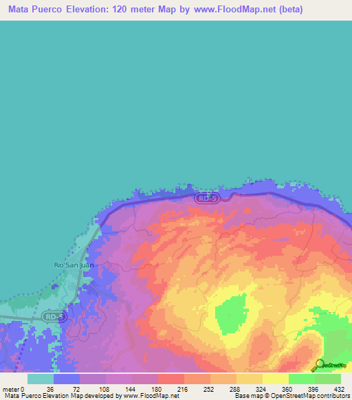 Mata Puerco,Dominican Republic Elevation Map