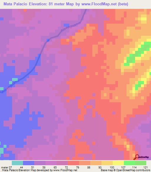 Mata Palacio,Dominican Republic Elevation Map