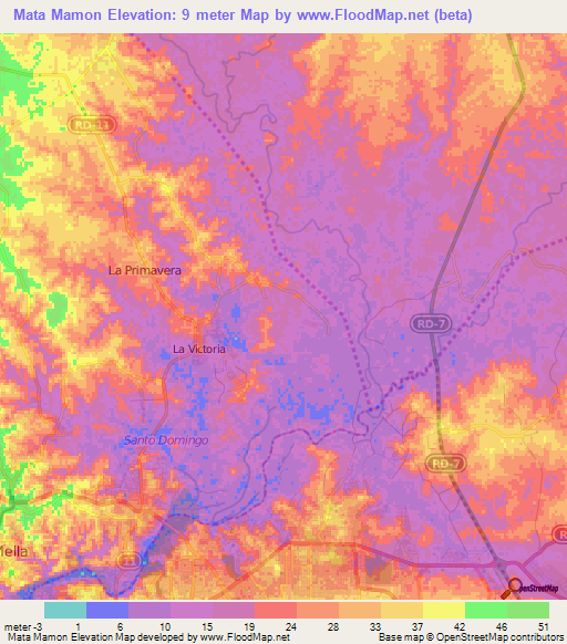 Mata Mamon,Dominican Republic Elevation Map