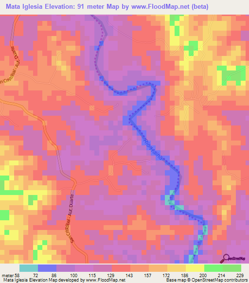 Mata Iglesia,Dominican Republic Elevation Map