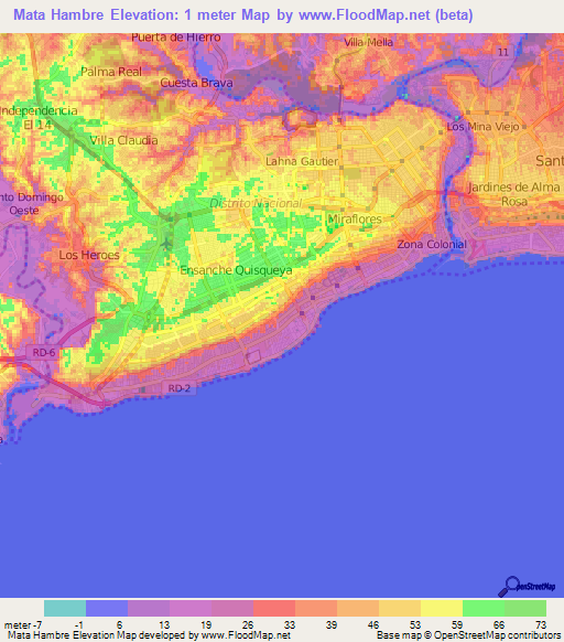 Mata Hambre,Dominican Republic Elevation Map