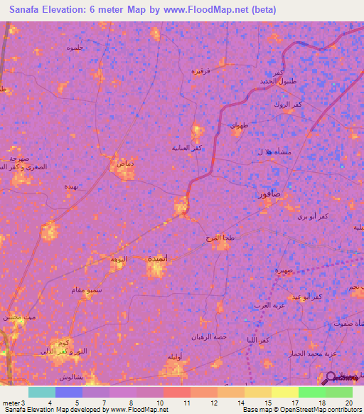 Sanafa,Egypt Elevation Map