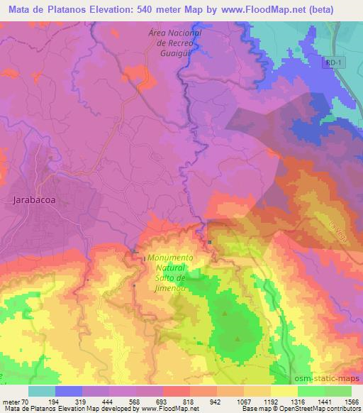 Mata de Platanos,Dominican Republic Elevation Map