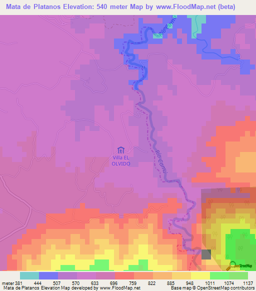 Mata de Platanos,Dominican Republic Elevation Map