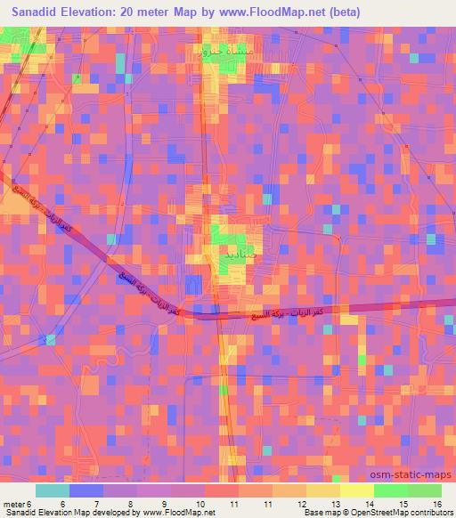 Sanadid,Egypt Elevation Map