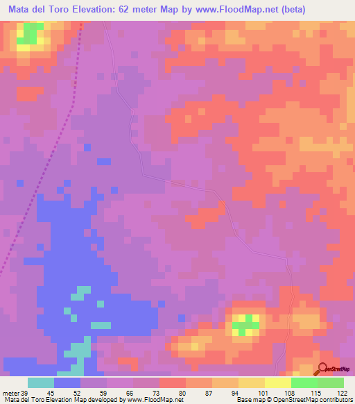 Mata del Toro,Dominican Republic Elevation Map