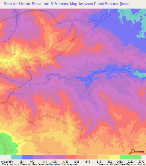 Mata de Limon,Dominican Republic Elevation Map