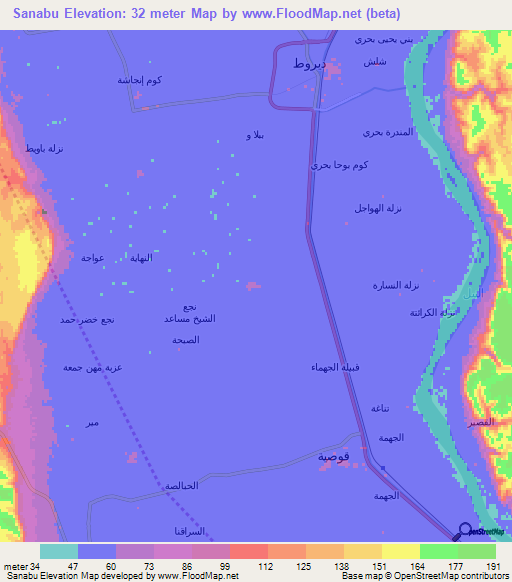 Sanabu,Egypt Elevation Map