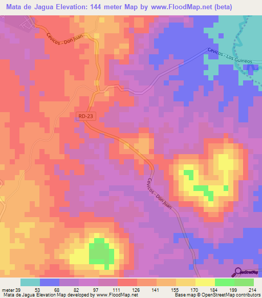 Mata de Jagua,Dominican Republic Elevation Map