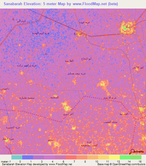 Sanabarah,Egypt Elevation Map