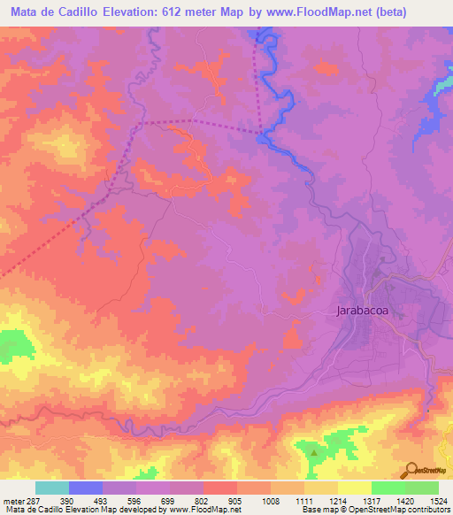 Mata de Cadillo,Dominican Republic Elevation Map